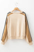 'Stellarae' Striped Long Sleeve Beige Sweater - Celes Fashion